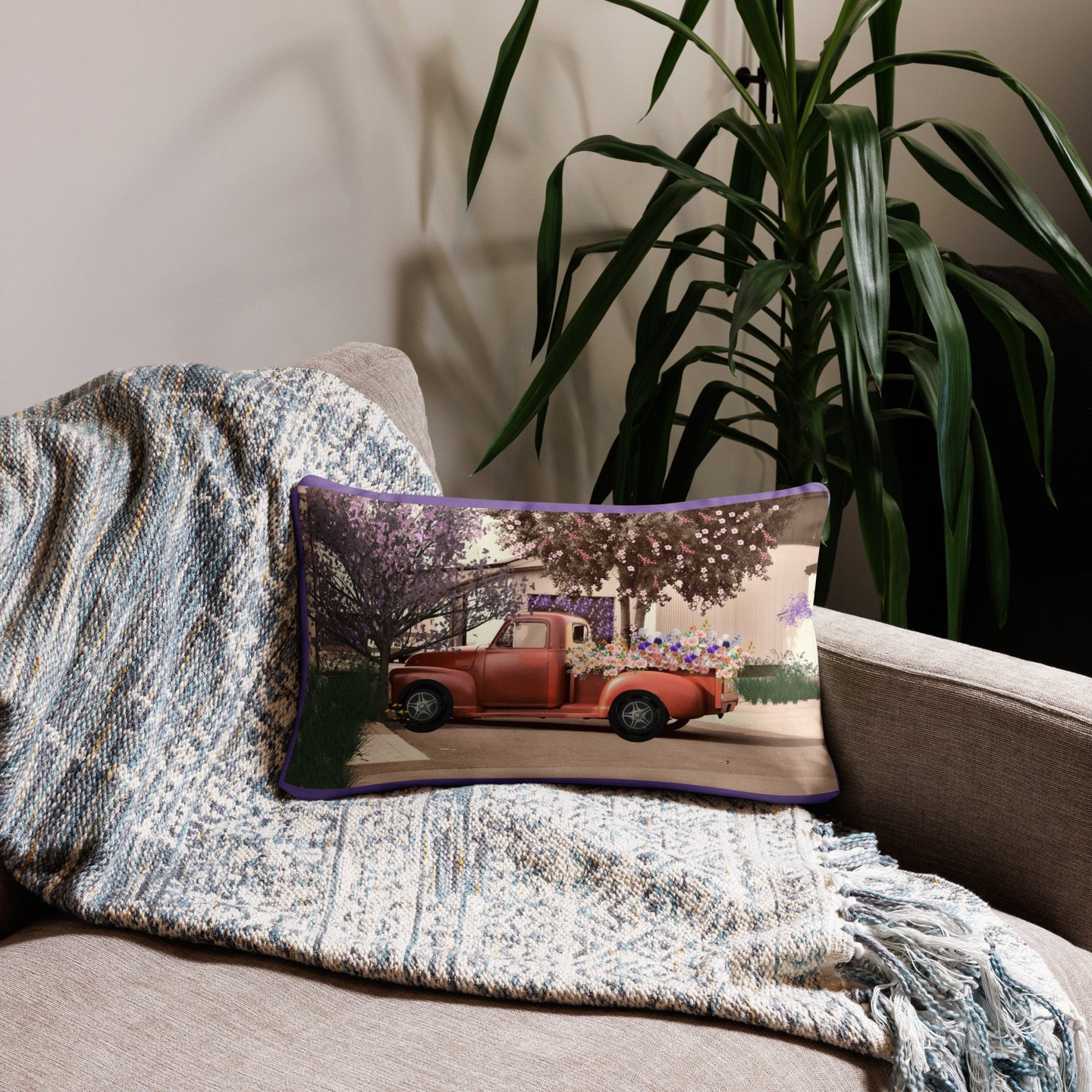 Flowers in Pickup Truck Pillow Case