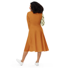 Load image into Gallery viewer, Burnt Umber Midi Dress With Right Decorated Sleeve
