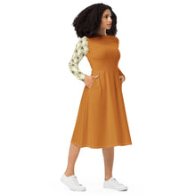 Load image into Gallery viewer, Burnt Umber Midi Dress With Right Decorated Sleeve
